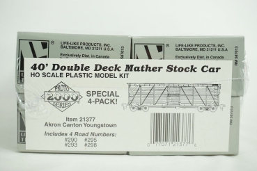 proto 21377 | H0 40' Double Deck Mather Stock Car ACY, 4er Set